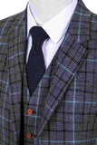GREY BLUE HOUNDSTOOTH TWEED 3 PIECE SUIT
