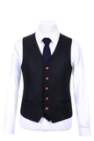 BLACK TWILL TWEED WAISTCOAT