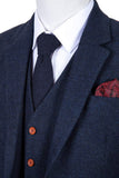 CLASSIC NAVY BARLEYCORN TWEED 3 PIECE SUIT