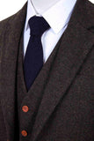 DARK BROWN HERRINGBONE TWEED 3 PIECE SUIT