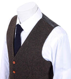 DARK BROWN HERRINGBONE TWEED 3 PIECE SUIT