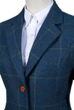 BLUE OVERCHECK PLAID TWEED 3 PIECE WOEMN SUIT